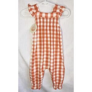 NWT Tullabee Harvest Pumpkin Smocked Romper in Orange 3-6 Months